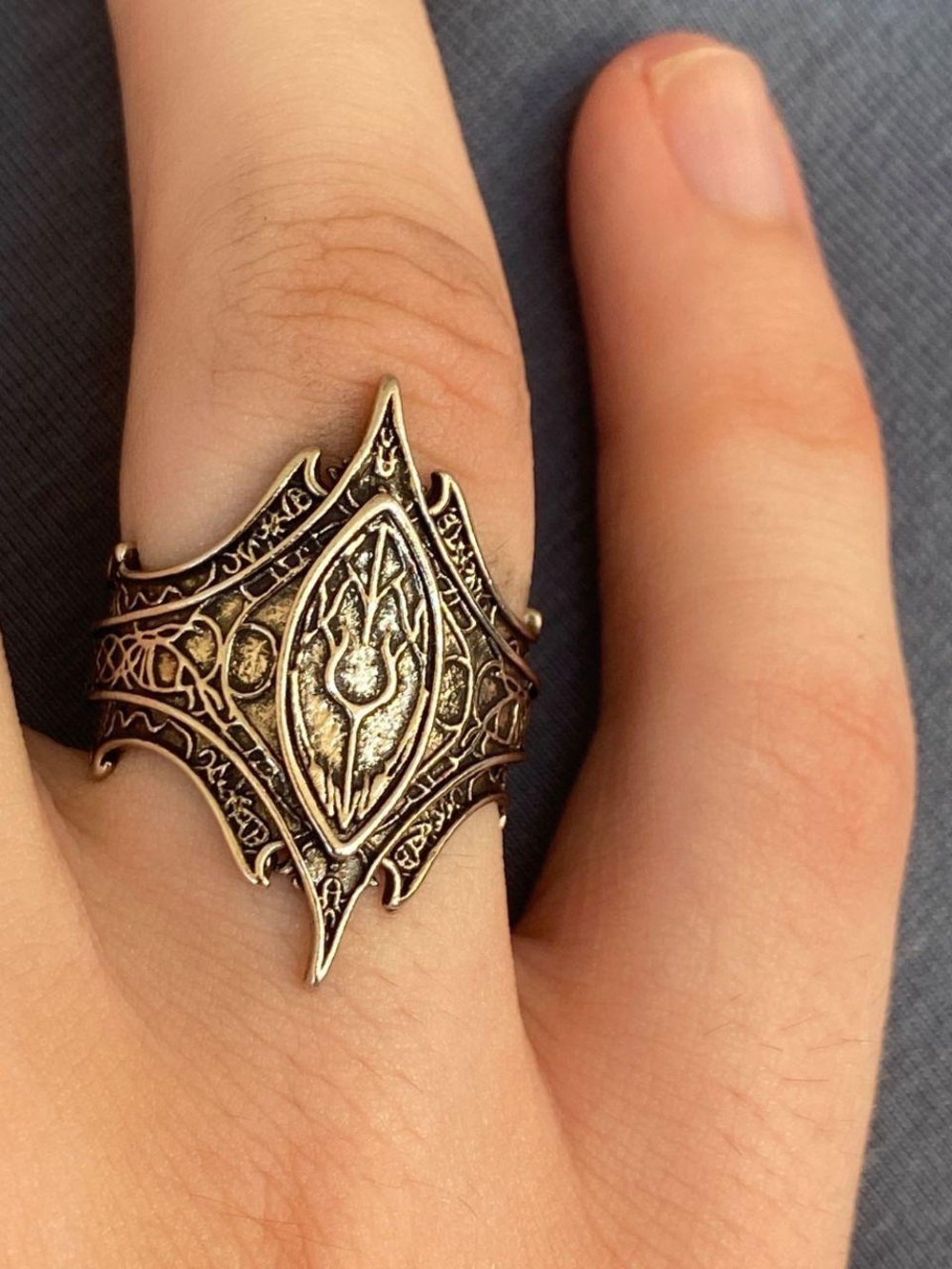 Antique-Style Gold Shield Statement Ring